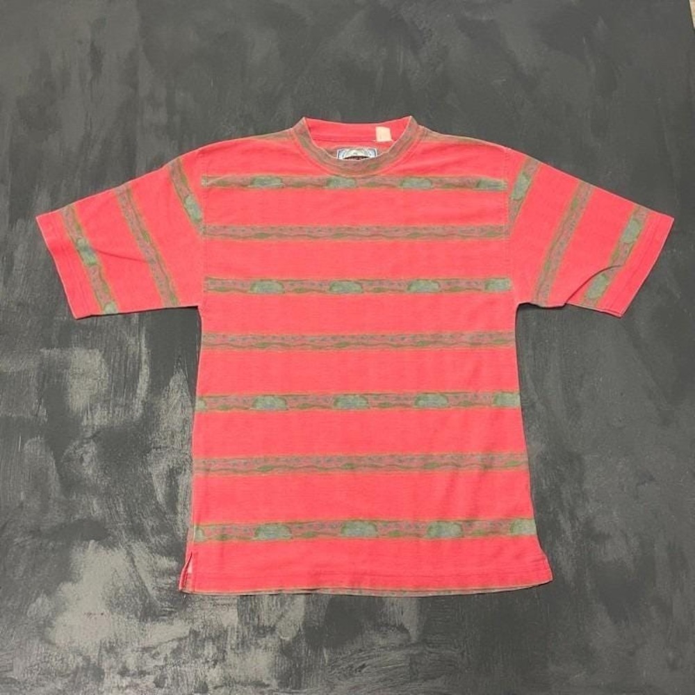Vintage Striped T-Shirt Men Medium Red 1990s Saturdays